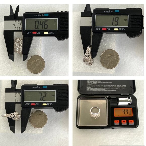 Sterling Silver 925 MEDA Multi Stone Round CZ Vintage Style Band Ring Sz 6.75 - Picture 10 of 16